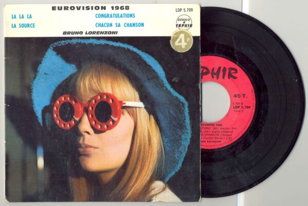 45 Tours EUROVISION 1968 BRUNO LORENZONI "LA LA LA" / "CONGRATULATIONS"