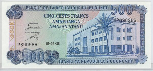 BURUNDI 500 FRANCS 01-05-88 1988 SERIE P NEUF