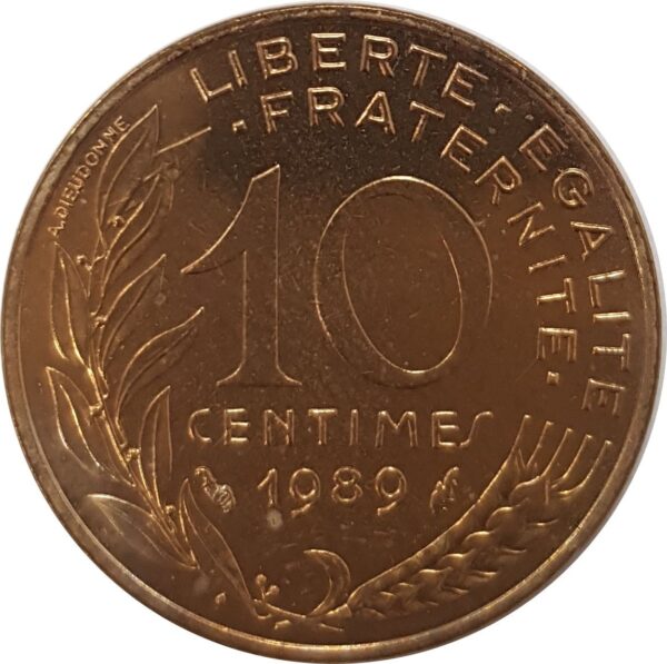 FRANCE 10 CENTIMES LAGRIFFOUL 1989 SUP/NC