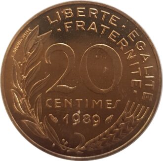 FRANCE 20 CENTIMES LAGRIFFOUL 1989 SUP/NC