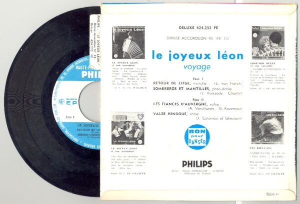 45 Tours LE JOYEUX LEON "LES FIANCES D'AUVERGNE" / "RETOUR DE LIEGE"