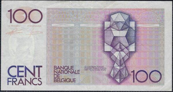 BELGIQUE 100 FRANCS NON DATE (1992-94) SIGNATURE 4 ET 13 TTB 953