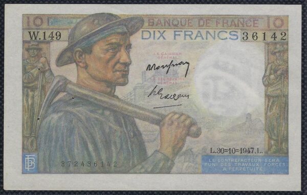 FRANCE 10 FRANCS MINEUR 30-10-1947 W.149 SPL