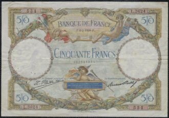 FRANCE 50 FRANCS L.O. MERSON 8-2-1929 L.3624 TTB