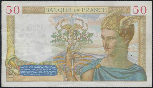 FRANCE 50 FRANCS CERES 18-7-1935 T.2233 TTB+