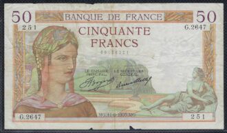 FRANCE 50 FRANCS CERES 14-8-1935 G.2647 TB