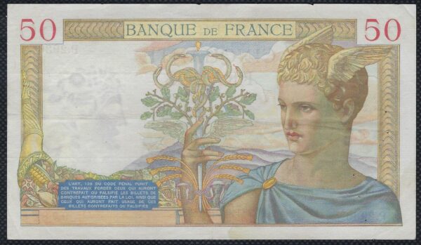 FRANCE 50 FRANCS CERES 12-9-1935 P.2936 TTB