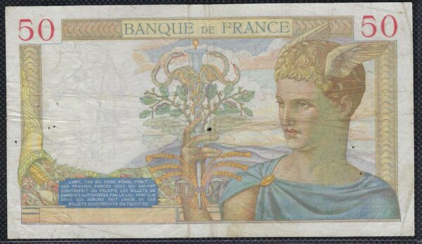 FRANCE 50 FRANCS CERES 26-9-1935 W.2972 TB+