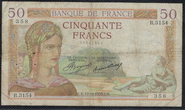 FRANCE 50 FRANCS CERES 17-10-1935 R.3154 TB