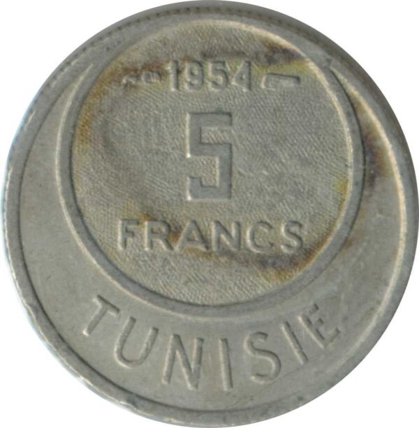 TUNISIE 5 FRANCS 1954 TB+