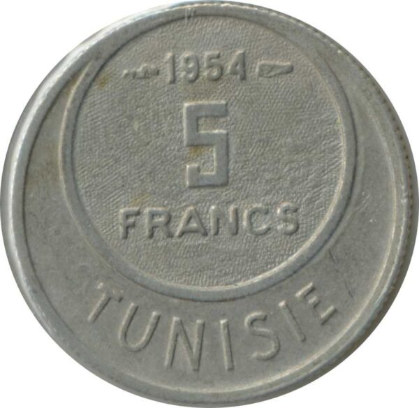 TUNISIE 5 FRANCS 1954 TTB