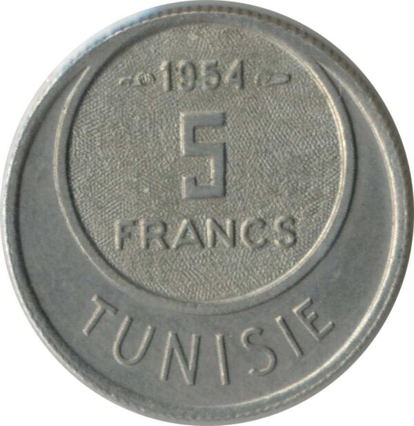 TUNISIE 5 FRANCS 1954 TTB+