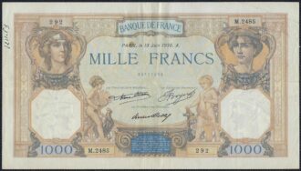 FRANCE 1000 FRANCS CERES ET MERCURE 18 JUIN 1936 M.2485 TTB