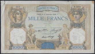 FRANCE 1000 FRANCS CERES ET MERCURE 31 DECEMBRE 1936 R.2682 TB