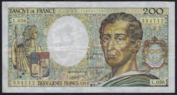 FRANCE 200 FRANCS MONTESQUIEU 1988 L.056 TTB+