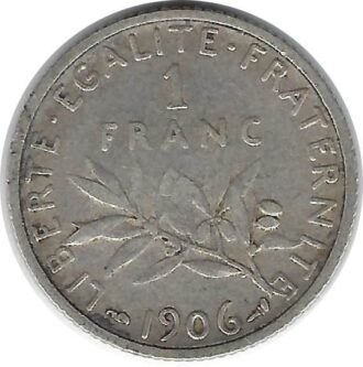 FRANCE 1 FRANC SEMEUSE 1906 TTB