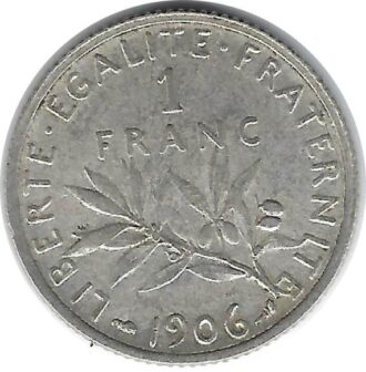 FRANCE 1 FRANC SEMEUSE 1906 TTB+
