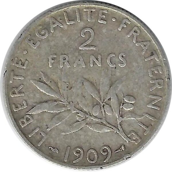FRANCE 2 FRANCS SEMEUSE 1909 TB+ N3