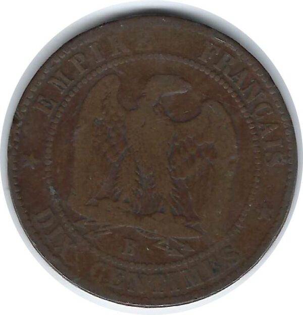 FRANCE 10 CENTIMES NAPOLEON III 1855 B (Rouen) ANCRE B+