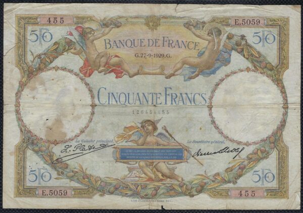 FRANCE 50 FRANCS L.O. MERSON 27-9-1929 E.5059 TB