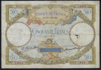 FRANCE 50 FRANCS L.O. MERSON 10-9-1931 T.8924 TB+