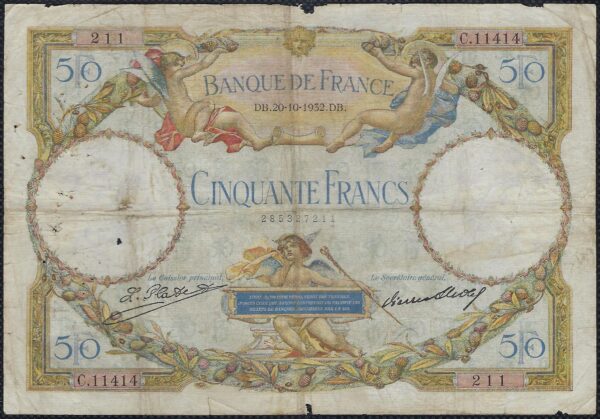 FRANCE 50 FRANCS L.O. MERSON 20-10-1932 C.11414 B+