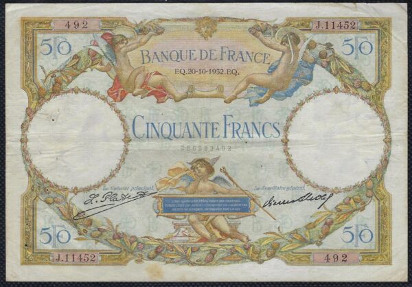 FRANCE 50 FRANCS L.O. MERSON 20-10-1932 J.11452 TTB