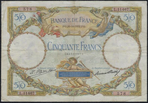 FRANCE 50 FRANCS L.O. MERSON 20-10-1932 L.11467 TB+