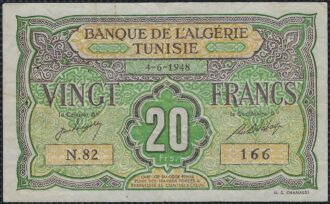 TUNISIE 20 FRANCS 4-6-1948 N.82 TTB+