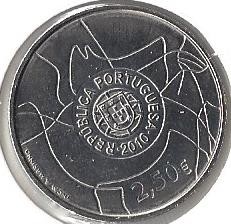 PORTUGAL 2.50 EURO VALE DO CAO 2010 SUP