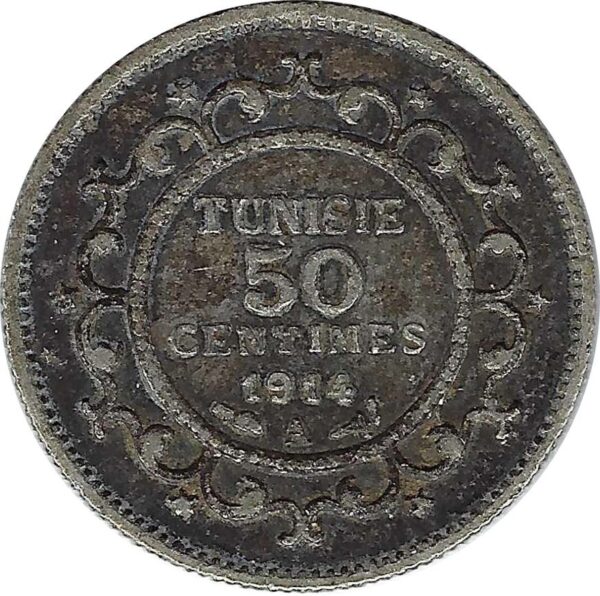 TUNISIE 50 CENTIMES 1914 A TB+