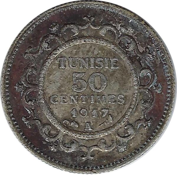 TUNISIE 50 CENTIMES 1917 A TB+ N1