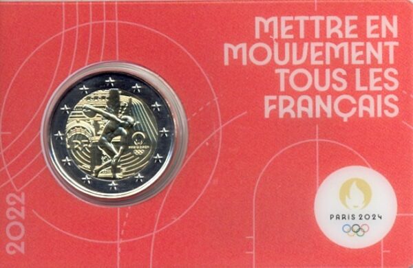 FRANCE 2022 2 EURO J.O 2024 METTRE EN MOUVEMENT COINCARD