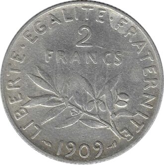 FRANCE 2 FRANCS SEMEUSE 1909 TTB-