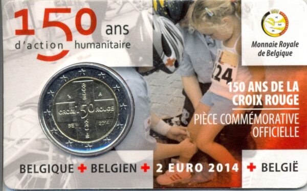 BELGIQUE 2014 2 EURO 150 ANS DE LA CROIX ROUGE COINCARD VERSION FRANCAISE