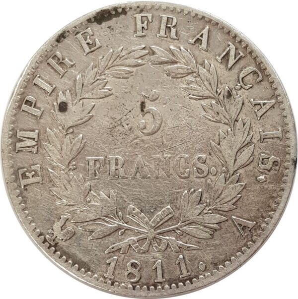 FRANCE 5 FRANCS NAPOLEON EMPEREUR 1811 A (Paris) TB+