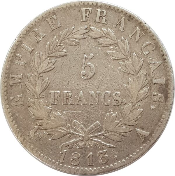 FRANCE 5 FRANCS NAPOLEON EMPEREUR 1813 A (Paris) TB+