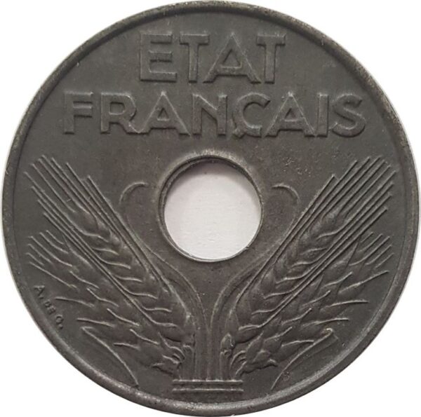 FRANCE 20 CENTIMES TYPE FER 1944 TTB+