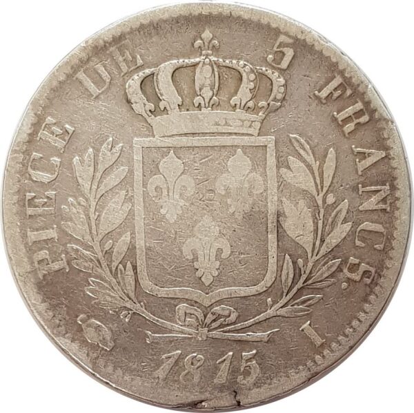 FRANCE 5 FRANCS LOUIS XVIII 1815 I (Limoges) TB