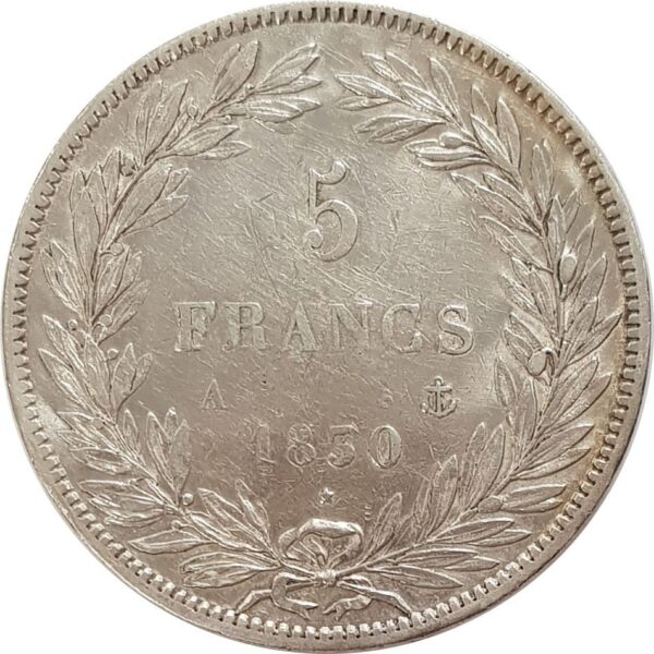 FRANCE 5 FRANCS LOUIS-PHILIPPE sans le I 1830 A TRANCHE EN CREUX TB+ N2