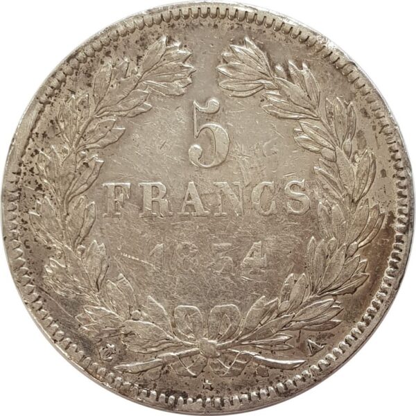FRANCE 5 FRANCS LOUIS-PHILIPPE I 1834 A (Paris) TTB