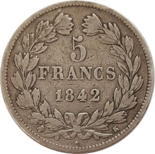 FRANCE 5 FRANCS LOUIS-PHILIPPE I 1842 K (Bordeaux) TB+