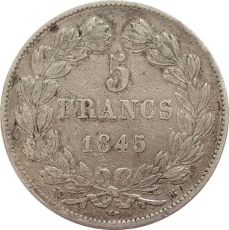 FRANCE 5 FRANCS LOUIS-PHILIPPE I 1845 BB (Strasbourg) TTB