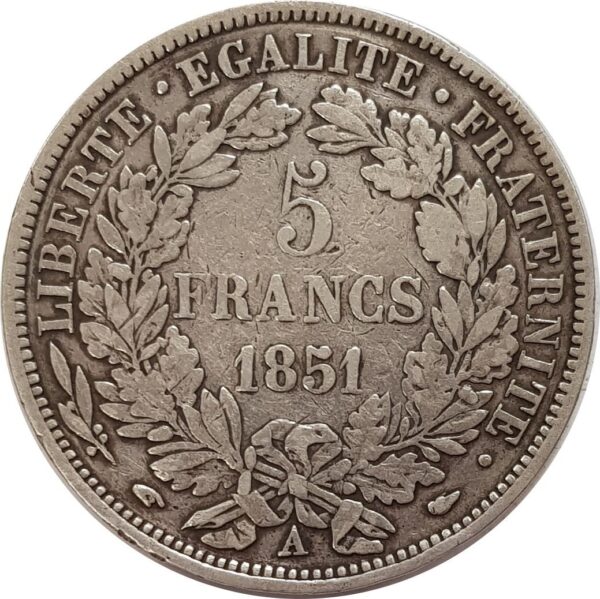 FRANCE 5 FRANCS CERES 1851 A (Paris) TB+