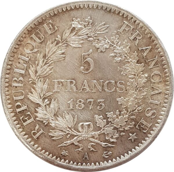FRANCE 5 FRANCS HERCULE DUPRE 1873 A (Paris) TTB+ N2