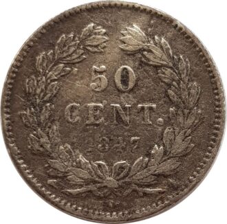 FRANCE 50 CENTIMES LOUIS PHILIPPE 1er 1847 A (Paris) TB+