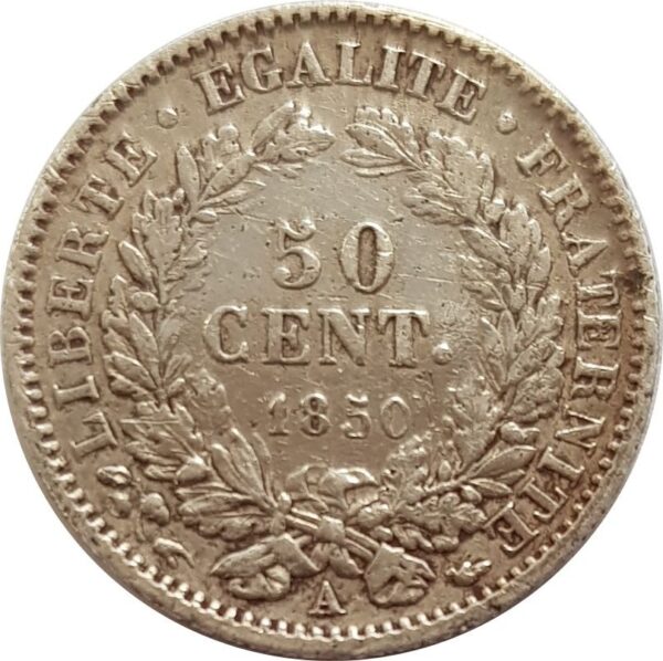 FRANCE 50 CENTIMES CERES 1850 A (Paris) TTB