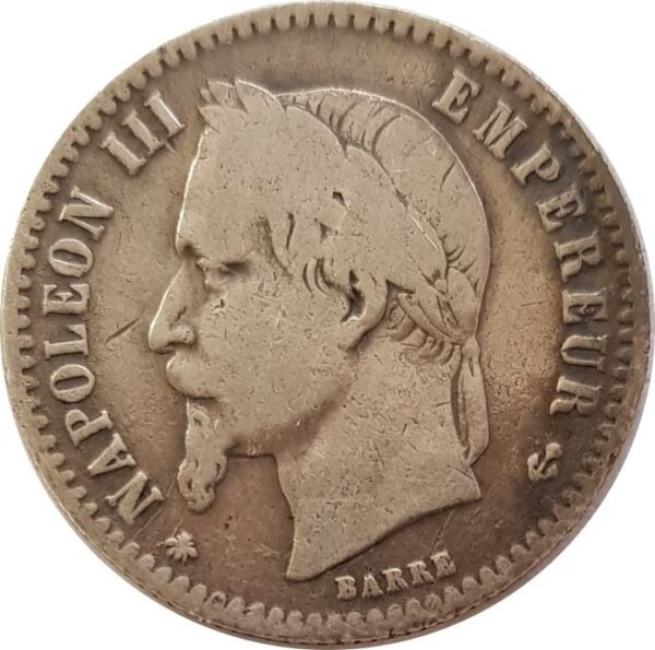 FRANCE 50 CENTIMES NAPOLEON III 1864 A (Paris) TB+