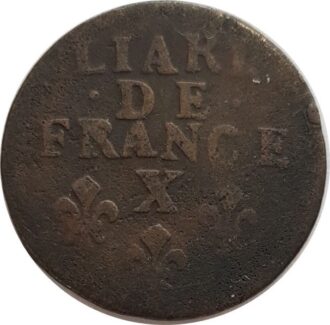 LOUIS XIV (1643-1715) LIARD DE FRANCE 1696 X (Amiens) TB