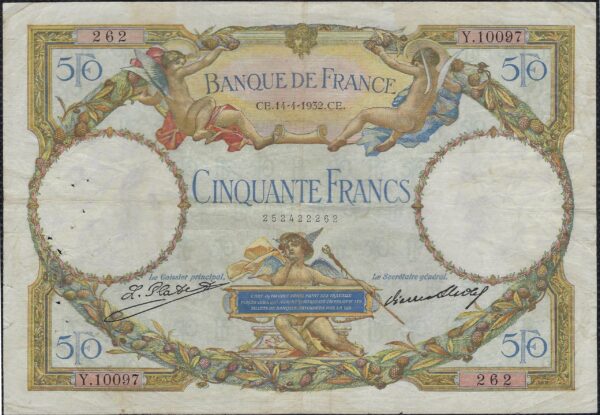FRANCE 50 FRANCS L.O. MERSON 14-04-1932 Y.10097 TB+